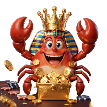 Bonus Crab von Realz Casino feiert mit goldenen M&uuml;nzen und Bonus-Truhe