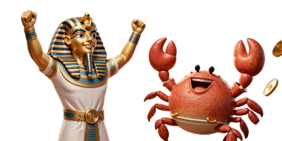 Pharaoh und Bonus Crab feiern zusammen bei Realz Casino